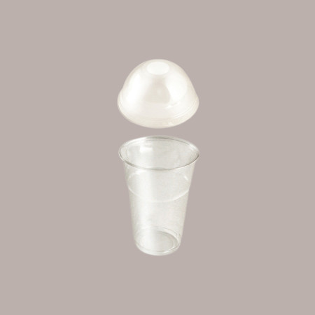 100 Pz Bicchiere Plastica PET 350cc (0,25 L alla Tacca) + Coperchio Cupola con Foro Bibita Birra [77524815]