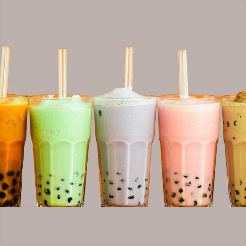 100 Pz Bicchiere Plastica PET 500cc (0,4 L alla Tacca) + Coperchio Cupola con Foro Bubble Tea [c9e01a25]