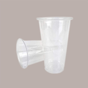 50 Pz Bicchiere PLA Bio Trasparente Tumbler 350cc (0,3 L alla Tacca) + Coperchio Cupola con Foro [802150fd]