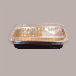50 Pz Coperchi Contenitore Oro Nero 2 Porzioni Eclipse 221x168H45mm PL221112 [f2dfc96b]