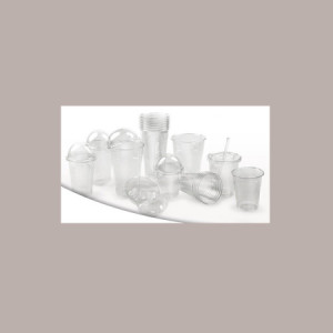 100 Pz Bicchiere Plastica PET Monouso 200cc + Coperchio Piatto Taglio Croce [2a184b6d]