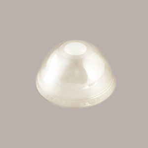 100 Pz Bicchiere Plastica PET Monouso 250cc (0,2 L alla Tacca) + Coperchio Cupola senza Foro [ce837f19]
