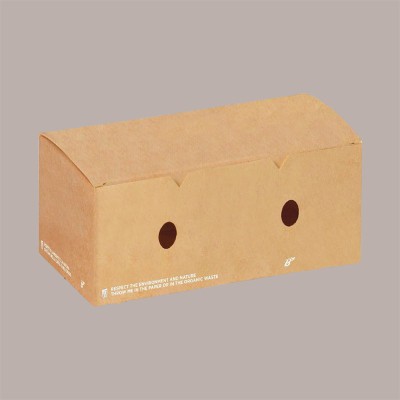 50 Pz Porta Crocchette Fritti Carta Avana Bio Compost Grande XL 200x120H70mm [11032f5d]