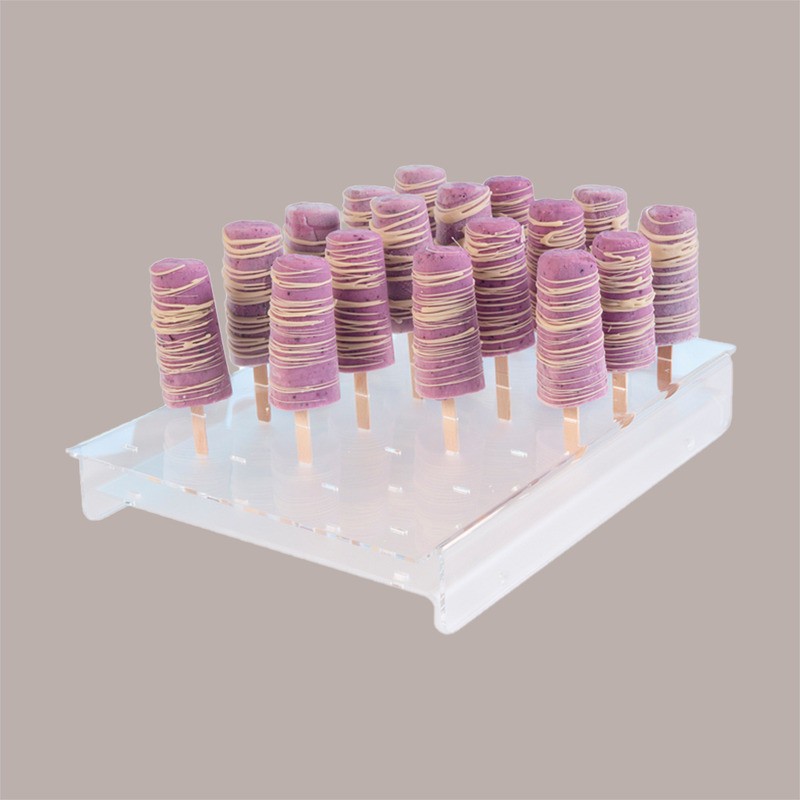 1 Pz Espositore Vetrina Orizzontale per Ghiaccioli Stecchi Gelato 24 Fori 36x25H5cm [68506f89]