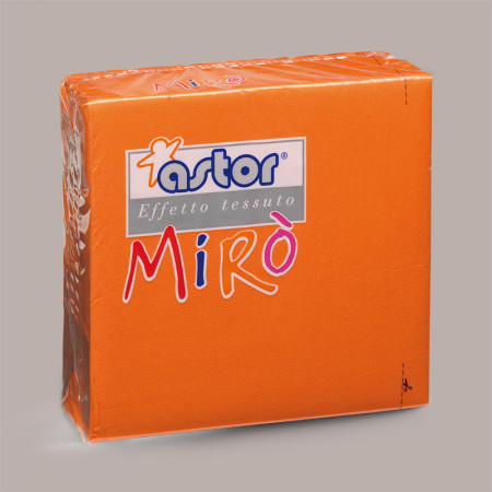 40 Pz Tovagliolo Carta 2 Veli Arancio Effetto Tessuto Mirò Astor 38x38cm [aef521ed]