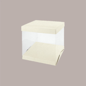 1 Pz Scatola Porta Torta Maxi Box Base e Coperchio Bianco Astuccio Trasparente in pvc 500x500H540mm [a0d98b86]