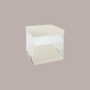 1 Pz Scatola Porta Torta Maxi Box Base e Coperchio Bianco Astuccio Trasparente in pvc 500x500H540mm