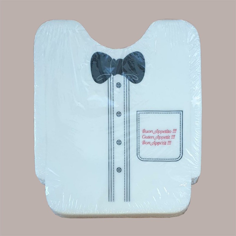 100 Pz Bavaglio BIG Monouso Bianco Grafica Papillon Tessuto Tnt 43x46cm [bf819f3a]