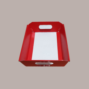 5 Pz Cesto per Confezioni Regalo Natalizie in Carta Rossa Effetto Pelle Maxi Rettangolare 520x410H135mm [f19310f8]