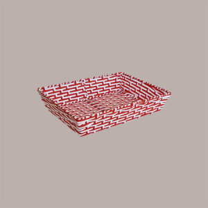 1 Pz Cesto per Confezioni Natalizie Anima Metallo e Carta Bianco Rosso 360x260H75mm [bbed86d7]