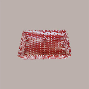 1 Pz Cesto per Confezioni Natalizie Anima Metallo e Carta Bianco Rosso 360x260H75mm [bebdc1c9]