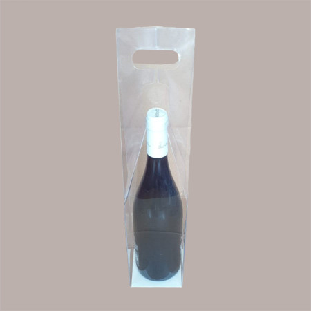 10 Pz Scatola per Confezione Regalo Porta 1 Bottiglia Olio Vino in Plastica  Trasparente con Maniglia 90x90H430mm