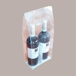 5 Pz Scatola Confezione Regalo Porta 2 Bottiglie Olio Vino in Plastica Trasparente 180x90H385mm