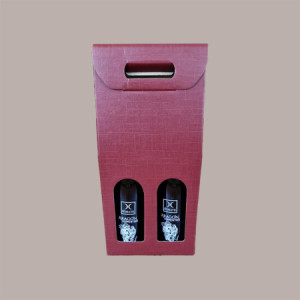10 Pz Scatola Confezione Regalo Porta 2 Bottiglie Champagne in Carta Grafica Seta Bordeaux 200x100H385mm