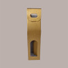 10 Pz Scatola per Confezione Regalo Porta 1 Bottiglia Olio Vino in Carta Grafica Skin Oro con Finestra 90x90H385mm [a38557ae]