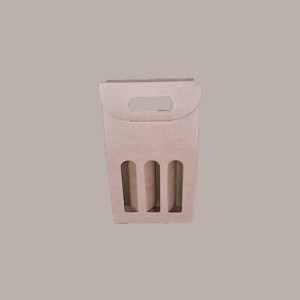 10 Pz Scatola per Confezione Regalo Porta 3 Bottiglie Olio 0,25 L in Carta Avana Liscio 170x55H305mm