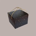 5 Pz Scatola per Confezioni Regalo Porta Panettone Basso Segreto in Carta Nero Grafica Stelle Oro 245x245H180mm [3ff23c00]
