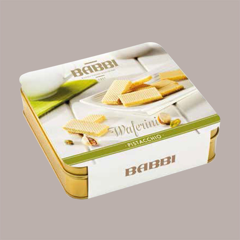 Waferini al Gusto di Nocciola Scatola Regalo in Latta Oro da 190g BABBI [db22f7ca]