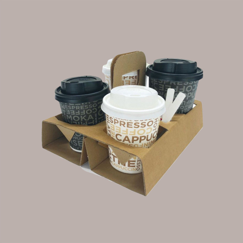 Porta Bicchieri in Carta 4 Fori per Cappuccino Caffè Asporto - 100 pezzi 
