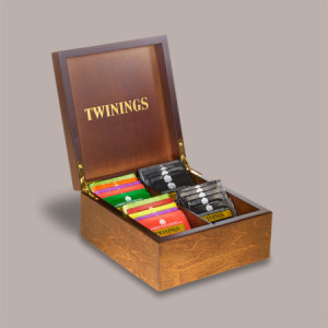 Scatola Legno 4 Scomparti + 40 Filtri Tè Assortiti Tea The Twinings [56d0bd88]
