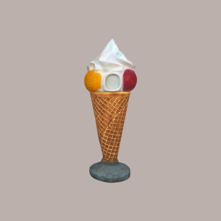 Cono Gelato Gigante Getta Carte Cestino in Vetroresina Base + Testa H164cm [17039352]
