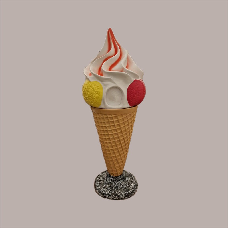 Cono Gelato Gigante Getta Carte Cestino in Vetroresina Base + Testa H164cm [e6efc775]