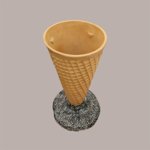 Cono Gelato Gigante Getta Carte Cestino in Vetroresina Base + Testa H164cm [1923830a]
