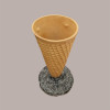 Cono Gelato Gigante Getta Carte Cestino in Vetroresina Base + Testa H164cm [1923830a]