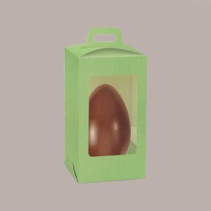5 Pz Scatola Porta Uovo Cioccolato con Fondo in Carta Verde Golosa con Finestra Trasparente 250x250x370 mm [97287050]