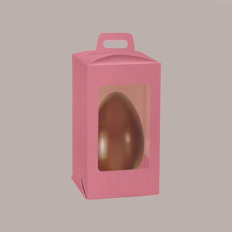 5 Pz Scatola Porta Uovo Cioccolato con Fondo in Carta Fucsia Golosa con Finestra Trasparente 150x150x270 mm [e4a5cbb1]