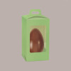 5 Pz Scatola Porta Uovo Cioccolato con Fondo in Carta Verde Golosa con Finestra Trasparente 150x150x270 mm [630913b0]