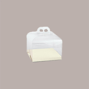 Scatola per Confezione Regalo Porta Panettone Basso Base Carta Bianco Astuccio Trasparente PVC 250x250H160mm 5 pezzi [d98bfad8]