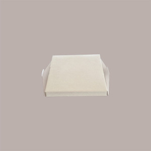 Scatola per Confezione Regalo Porta Panettone Alto Base Carta Bianco Astuccio Trasparente PVC 200x200H210mm 5 pezzi [eaafb03c]