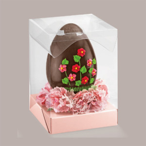 5 pz Scatola Trasparente Porta Uovo Cioccolato Pasqua Fondo Carta Avana Nature 180x180H250mm [57db8e5c]