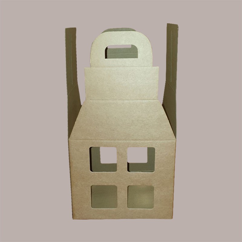 5 Pz Scatola per Confezione Regalo in Carta Avana a Forma di Lanterna 200x200H250mm [fbd341f9]