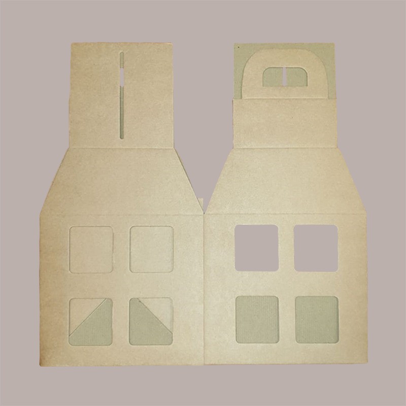 5 Pz Scatola per Confezione Regalo in Carta Avana a Forma di Lanterna 200x200H250mm [fe8306e7]