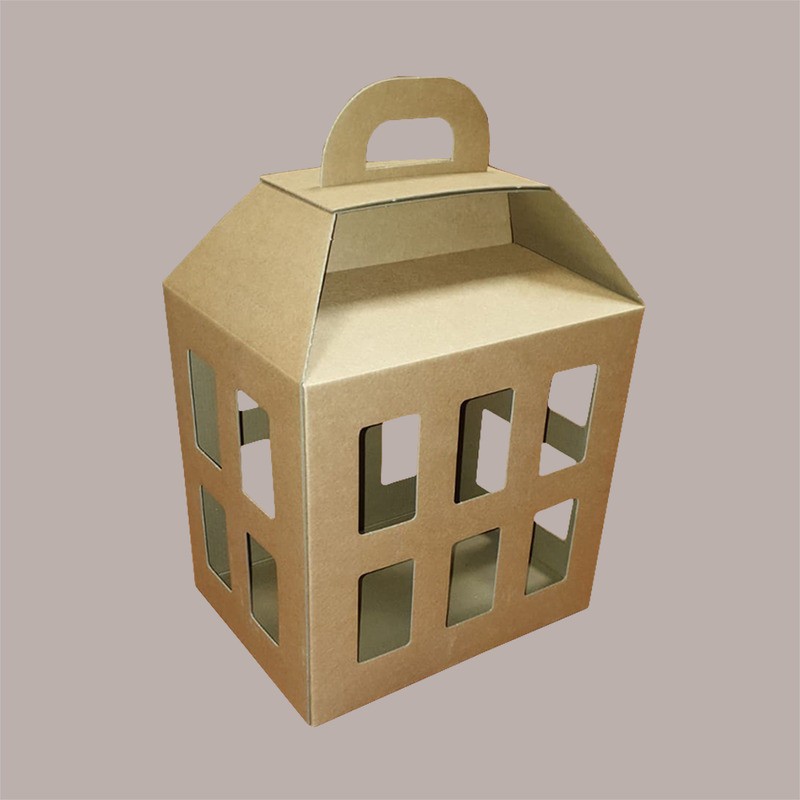 5 Pz Scatola per Confezione Regalo in Carta Avana a Forma di Lanterna 300x225H365mm [4b46b61a]