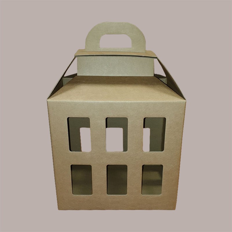 5 Pz Scatola per Confezione Regalo in Carta Avana a Forma di Lanterna 300x225H365mm [9260f517]