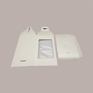 5 Pz Scatola Porta Uovo Cioccolato con Fondo in Carta Pelle Bianco Golosa con Finestra Trasparente 150x150x270 mm [24bb677d]