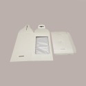5 Pz Scatola Porta Uovo Cioccolato con Fondo in Carta Pelle Bianco Golosa con Finestra Trasparente 150x150x270 mm [24bb677d]