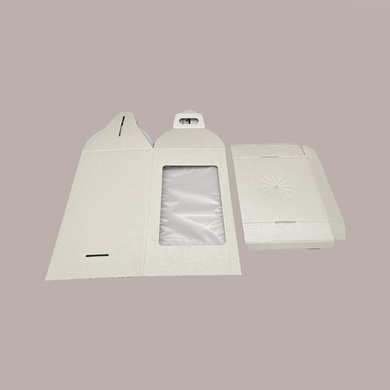5 Pz Scatola Porta Uovo Cioccolato con Fondo in Carta Pelle Bianco Golosa con Finestra Trasparente 180x180x290 mm [3650b479]