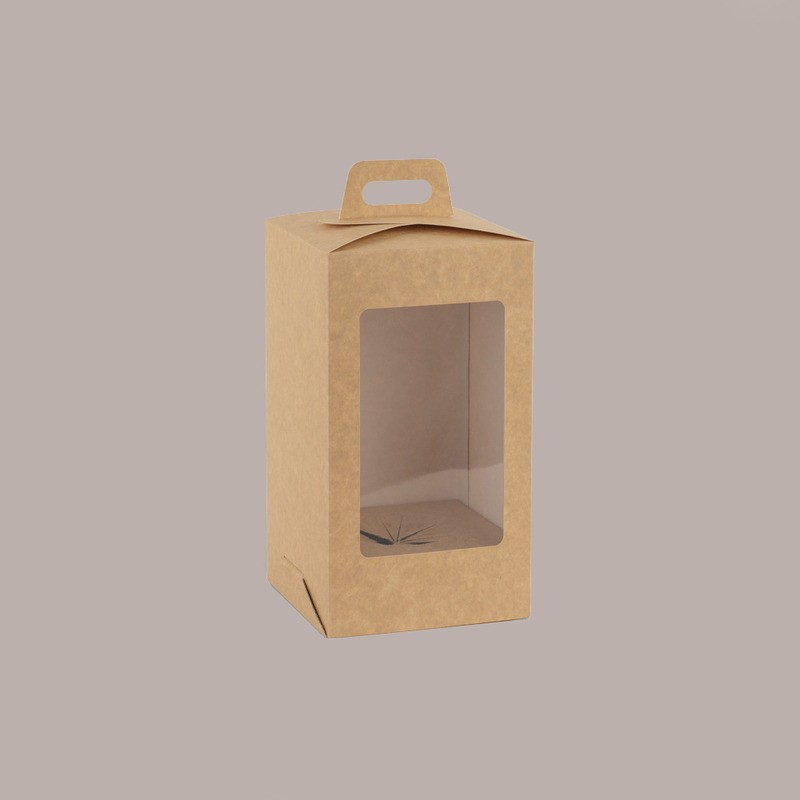 5 Pz Scatola Porta Uovo Cioccolato con Fondo in Carta Nature Golosa con Finestra Trasparente 150x150x270 mm [d10541c8]