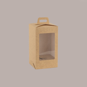 5 Pz Scatola Porta Uovo Cioccolato con Fondo in Carta Nature con Finestra Trasparente 180x180x290 mm [56a999c9]