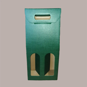 10 Pz Scatola Porta 2 Bottiglie Olio Vino in Carta Grafica Seta Verde 180x90x385mm [1adfeb2d]