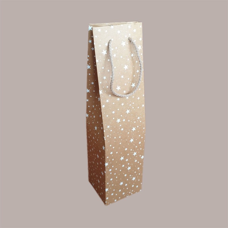 Busta Porta 1 Bottiglia Olio Vino Magnum Carta Marrone grafica Stelle Bianche Galaxy 115x115H380mm 10 Pezzi [77979a00]