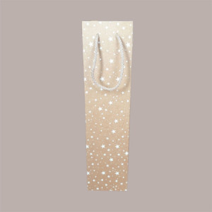 10 Pz Busta Porta 1 Bottiglia Olio Vino Magnum Carta Marrone Grafica Stelle Bianche Galaxy 115x115H380mm [130c9635]