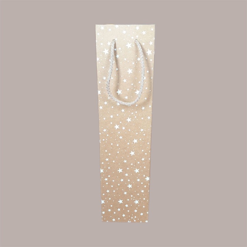 10 Pz Busta Porta 1 Bottiglia Olio Vino Magnum Carta Marrone Grafica Stelle Bianche Galaxy 115x115H380mm [130c9635]