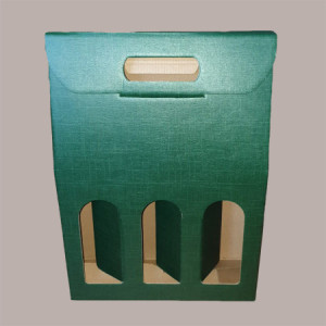 10 Pz Scatola Porta 3 Bottiglie Olio Vino in Carta Grafica Seta Verde 270x90x385mm [b42ff785]