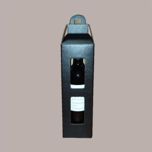 10 Pz Scatola Porta 1 Bottiglia Olio Vino Carta Grafica Seta Nero Forma Lanterna 90x90H350mm [808b2613]