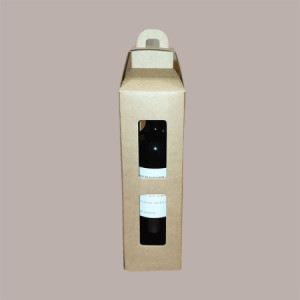 10 Pz Scatola Porta 1 Bottiglia Vino Olio Carta Avana Forma Lanterna 90x90H350mm [de01bd1f]